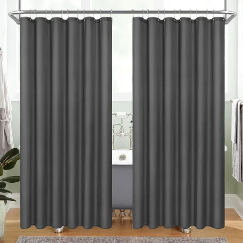 Vista 18 de MitoVilla Forro de cortina de ducha de tamaño medio, 36 x 72 pulgadas, forro de cortina de baño para hotel moderno, forro de ducha negro, lavable