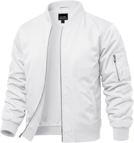 Vista 12 de CRYSULLY Chaquetas bomber ligeras para hombre, con cremallera completa, casual, rompevientos, de golf, a la moda, con bolsillo