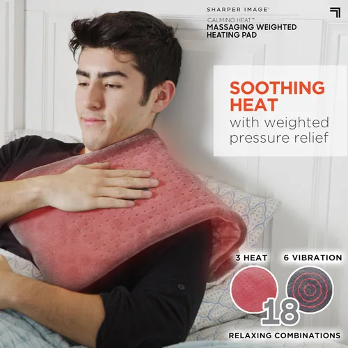 Vista 2 de Sharper Image - Almohadilla térmica con peso para masaje de calor calmante Ajustes de temperatura, función de apagado automático, regalo