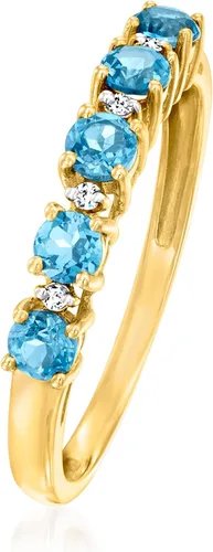 Vista 3 de Ross-Simons Anillo de topacio azul Londres de 0.70 quilates con detalles de diamantes en oro amarillo de 14 quilates