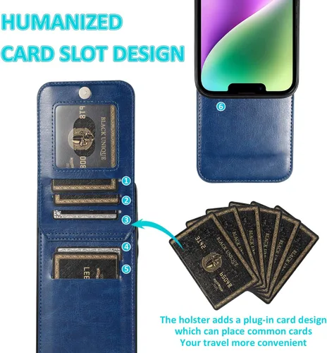 Vista 3 de Asuwish Funda compatible con iPhone 15 de 6.1 pulgadas con protector de pantalla de vidrio templado y tarjetero para tarjetas de crédito, soporte