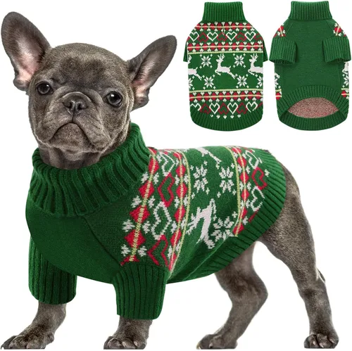 Vista 24 de Queenmore - Suéter de punto trenzado con cuello alto para perros pequeños, para climas fríos, para chihuahua, bulldog, teckel, carlino y yorkie, XS