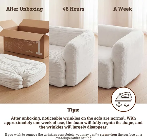 Vista 8 de Sofá modular de 3 plazas sin hueso de 112 pulgadas Blanco