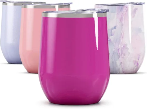 Vista 24 de Vaso de vino Maars Bev sin soporte de con paredes dobles aislantes al vacío de acero inoxidable de 12 onzas, Fucsia