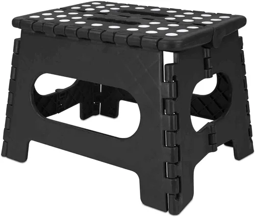 Vista 10 de Home Basics Taburete plegable grande de plástico con puntos antideslizantes, color negro