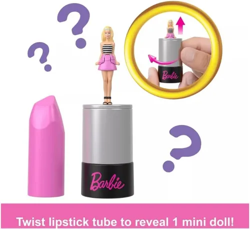 Vista 2 de Barbie Mini muñecas BarbieLand Fashionistas, muñecas de 1.5 pulgadas en tubo de lápiz labial, revelación sorpresa (los estilos pueden variar)