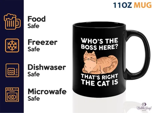 Vista 39 de Taza de café para amantes de los gatos, 11 onzas, color negro, piel de gato Is How I Accessorize, divertido dueño de gatos, gatito, mascota, gato