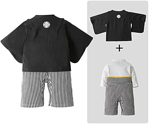 Vista 6 de Traje de kimono para bebé, traje japonés, trajes de algodón samurái para bebés