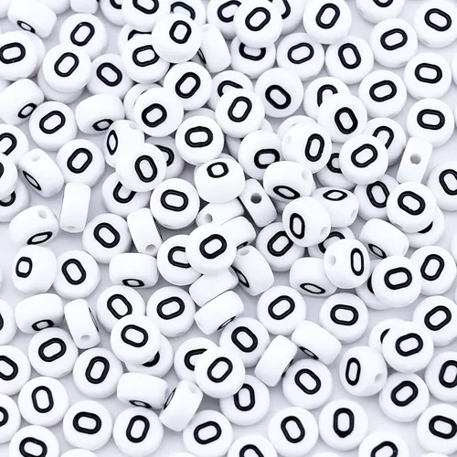 Vista 2 de 300 piezas de cuentas de número 0 redondas de 4x7mm, cuentas de número acrílico individual para hacer pulseras con dijes