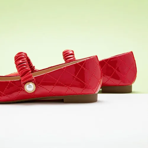 Vista 3 de C.Paravano Mary Jane Flats para mujer Zapatos de ballet para mujer Zapatos Mary Jane para mujer Zapatos planos de cuero con punta cuadrada, rojo