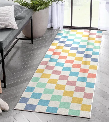 Vista 20 de Well Woven Apollo Flatwoven Modern Squares Alfombra multicolor de 3 pies 3 pulgadas x 5 pies para niños