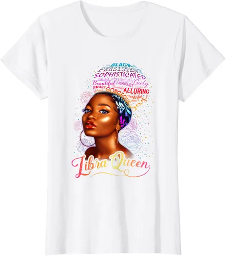 Vista 7 de Libra Black Queens Girl Magic BIrthday BLM - Camiseta linda para mujer afro, Negro, S