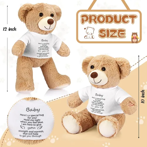 Vista 3 de Halloscume Oso de peluche de 12 pulgadas con grabadora de voz, oso de felpa suave, letrero de abrazo con cremallera, regalos de grabación de voz