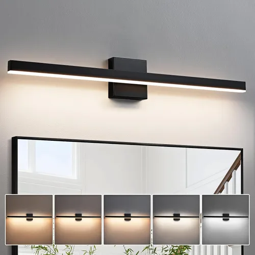 Vista 14 de KAISITE Luz de Baño Moderna Negra - Lámpara de Tocador LED Regulable de 5CCT de 24 Pulgadas para Espejo Negro