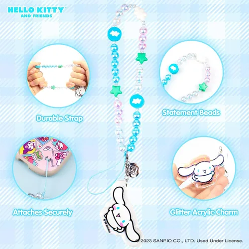 Vista 2 de iFace Cinnamoroll - Correa de cuentas + funda de primera clase para iPhone 14 Pro Max (Hello Kitty y amigos - Kawaii Arcade)