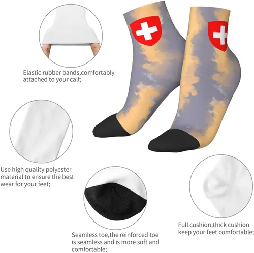 Vista 5 de Coat Of Arms Of Switzerland Ankle Socks Winter Low Cut Sports Warm Comfort Breathable Casual Socks For Mens And Womens