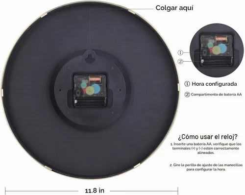 Vista 8 de Lafocuse Reloj de pared analógico moderno de 12 pulgadas, color blanco y Dorado