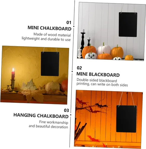 Vista 9 de Didiseaon 2 unids mini pizarra de madera DIY pizarra colgante tablero para la decoración de notas regalo