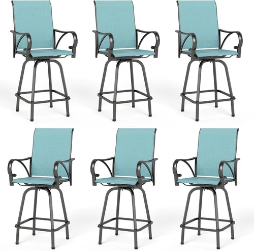 Vista 21 de MFSTUDIO - Juego de 4 taburetes giratorios para exteriores, color azul turquesa