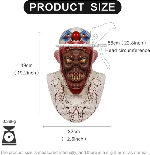 Vista 6 de Demi Sharky Scary Walking Monster Mask Dead Zombie Creepy Halloween Costume Party Latex Full Cosplay Prop Adult navy blue