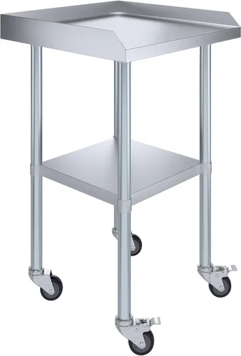 Vista 21 de AmGood Mesa de trabajo comercial con protector contra salpicaduras y salpicaduras laterales con ruedas NSF