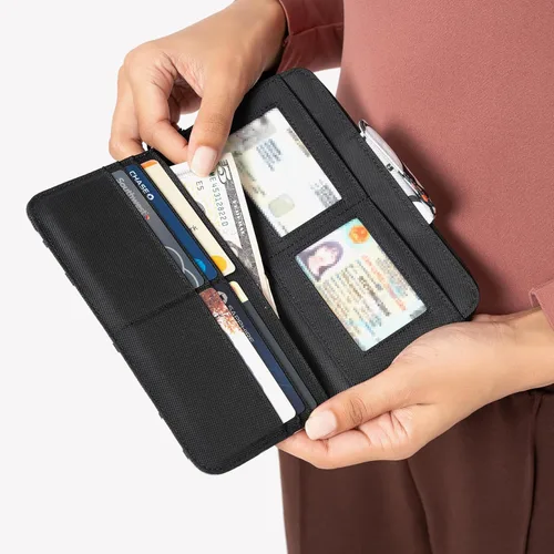 Vista 64 de Sherpani Tulum, cartera grande de nailon con cremallera alrededor, cartera con tarjetero organizador para mujer