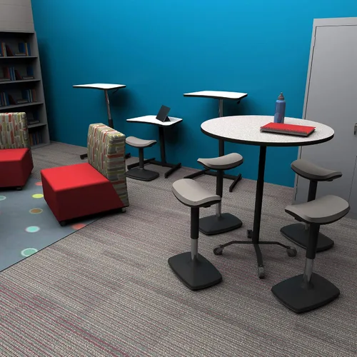 Vista 2 de Learniture Taburete de movimiento activo de altura ajustable con asiento de silla de montar - asiento flexible para aula escolar, oficina o hogar