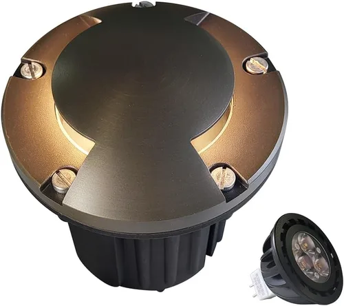 Vista 19 de MALORY Luces de Paisaje de Bajo Voltaje, (4.6''A) Cubierta Superior de Latón 12V Luces Empotradas en el Suelo para Exteriores, Iluminación LED