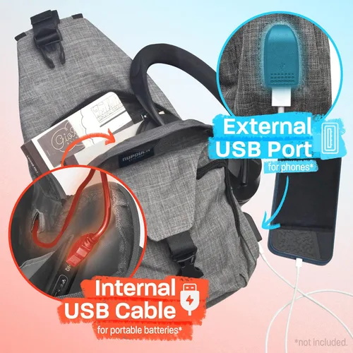 Vista 9 de Nupouch Mochila cruzada antirrobo, carga USB, mochila ligera para viajes, senderismo, todos los días