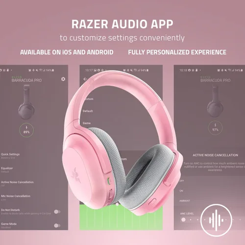 Vista 6 de Razer Barracuda Auriculares inalámbricos para juegos y móviles (PC, Playstation, Switch, Android, iOS) 2.4 GHz inalámbrico + Bluetooth - Micrófono