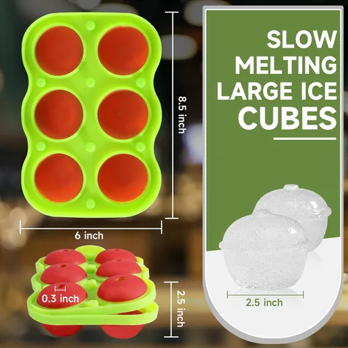 Vista 5 de Ice Cube Trays, Silicone Round Ice Ball Maker Mold, Big Whiskey Ice Ball Maker, Apples Ice Tray Mold for Cocktails, Bourbon, Freezer, Keep Drinks