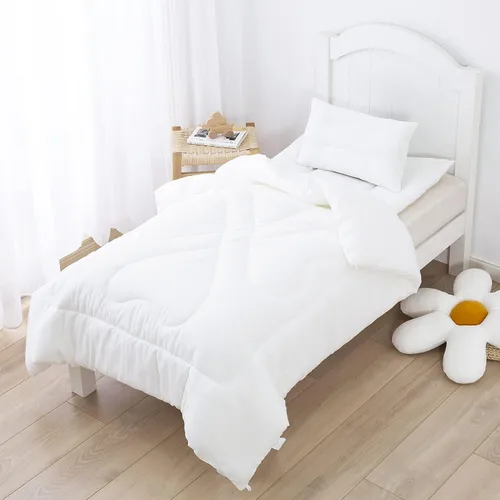 Vista 2 de J-pinno Edredón blanco alternativo para niños y niñas, relleno de edredón ligero para verano, lavable a máquina