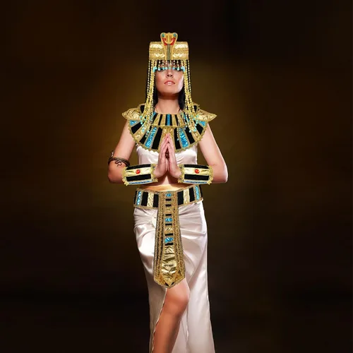 Vista 6 de 5 piezas de accesorios egipcios para disfraz de Cleopatra, disfraz de serpiente con cuentas de princesa egipcia, diadema, cinturón, collar