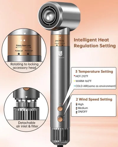 Vista 6 de webeauty - Cepillo secador de pelo, peinado profesional 5 en 1 de aire caliente, secador de pelo iónico negativo de alta velocidad, secado rápido
