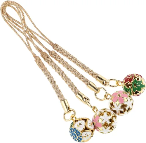 Vista 9 de Hemobllo Dije para teléfono – 4 piezas de lindos colgantes de campana japonesa para teléfono, correa celular, dijes de células de flores, decoración