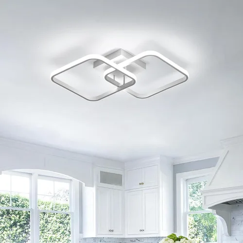 Vista 6 de DAXDG - Lámpara de techo LED, 25.2 pulgadas, 3 colores de luz intercambiables (3000 K/4500 K/6000 K) moderna lámpara de techo cuadrada blanca