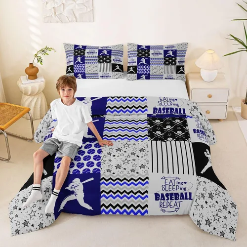 Vista 15 de Erosebridal Softball Comforter Set Patchwork Buffalo Plaid Twin Bedding Sets for Girls Kids Teens Child Galaxy Stars Ball Game Baseball Comforter
