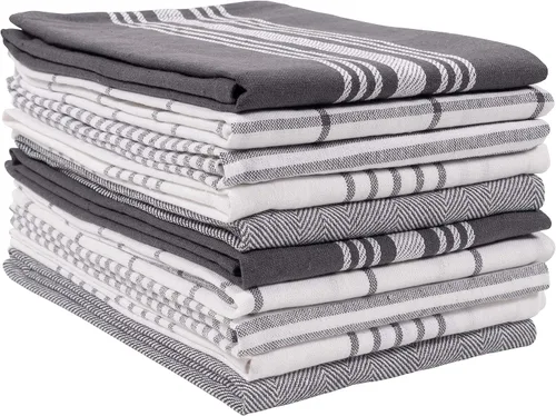 Vista 18 de KAF Home Soho - Juego de 10 toallas de cocina Toallas de té de 18 x 28 pulgadas Juego mixto suave y absorbente de toallas planas (beige)