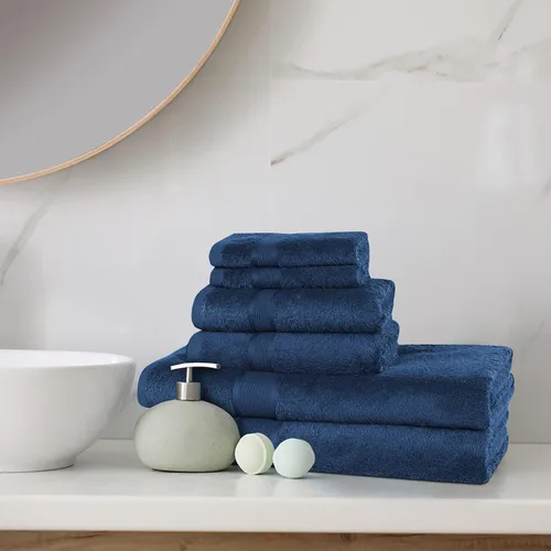 Vista 4 de Boston Linen Co. - Juego de 6 toallas de baño, 2 toallas de mano, 2 toallas de baño y 2 toallas faciales, 100% algodón de calidad hotelera, suave