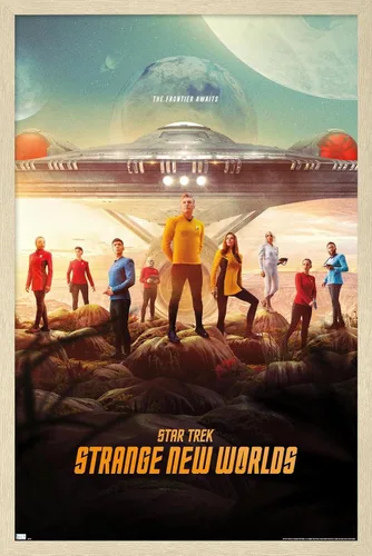 Vista 7 de Star Trek: Strange New Worlds - Póster de pared de arte clave, 22.4 pulgadas de largo x 14.7 pulgadas de ancho, versión enmarcada de madera