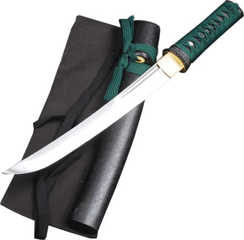 Vista 12 de Katana corta de espiga completa de acero al carbono Samurai japonés Tanto de acero al carbono