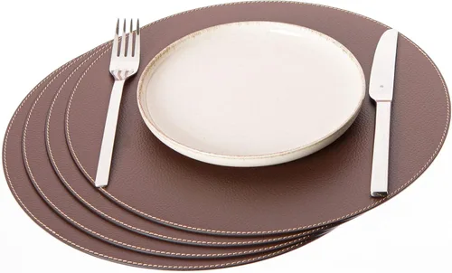 Vista 11 de Nikalaz Nikalaz - Juego de 4 manteles individuales redondos de cuero reciclado de 15 pulgadas, decoración de mesa de comedor y cocina (negro)