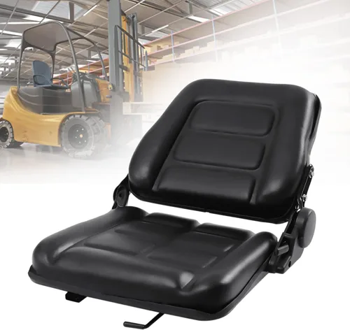 Vista 8 de OUKANING Asiento universal para carretilla elevadora, PVC negro, parte trasera de ángulo ajustable, 2 toboganes, compatible con tractor, excavadora