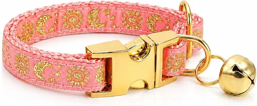 Vista 12 de waaag Pet, Moons Stars Suns - Collar para perro y gato, múltiples diseños Crescent Celestial, collar de correa para perro y gato, tamaño XXS