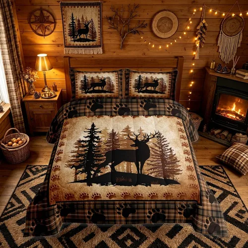 Vista 12 de Juego de edredón rústico de estilo granja para cama Queen, juego de cama divertido donde estacionamos, con 2 fundas de almohada, explore regalos