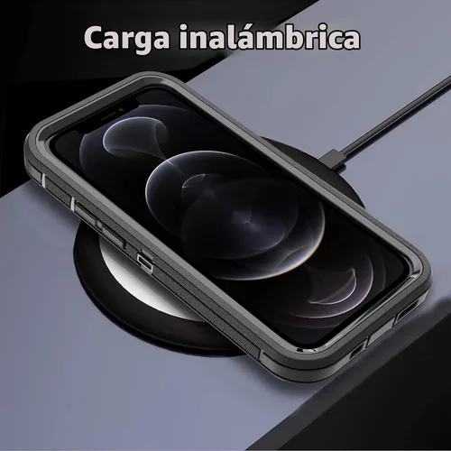 Vista 6 de Funda para iPhone 12 Pro Max / iPhone 13 Pro Max, funda duradera de 3 capas a prueba de caídas, a prueba de golpes, funda de goma sólida a rayas