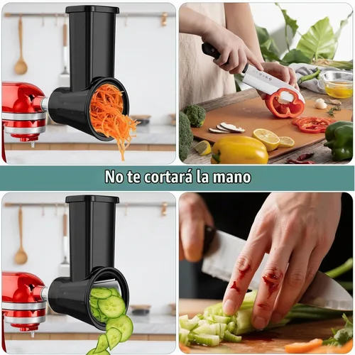 Vista 8 de Accesorio rebanador triturador para batidora de pie Kitchenaid, máquina de ensalada con rebanadora de verduras, fabricante de ensaladas, rebanadoras