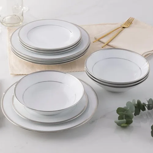 Vista 9 de Noritake Regina Platinum - Juego de 12 piezas, servicio para 4 pulgadas, color blanco