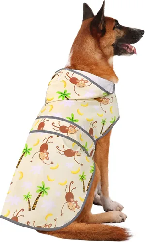Vista 37 de Impermeable para perros pequeños y cachorros, chaqueta impermeable con capucha con tiras reflectantes, agujero para la correa y poncho de ajuste