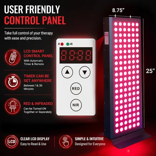 Vista 2 de Dispositivo de terapia de luz roja para cuerpo completo, 630 nm, 660 nm, 810 nm y 850 nm, panel LED de grado clínico de doble chip de infrarrojo
